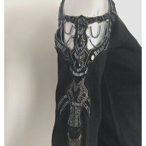 Y2K The Limited Top Womens Small Beaded Open Rave Biker Club Fairy Disco Stretch